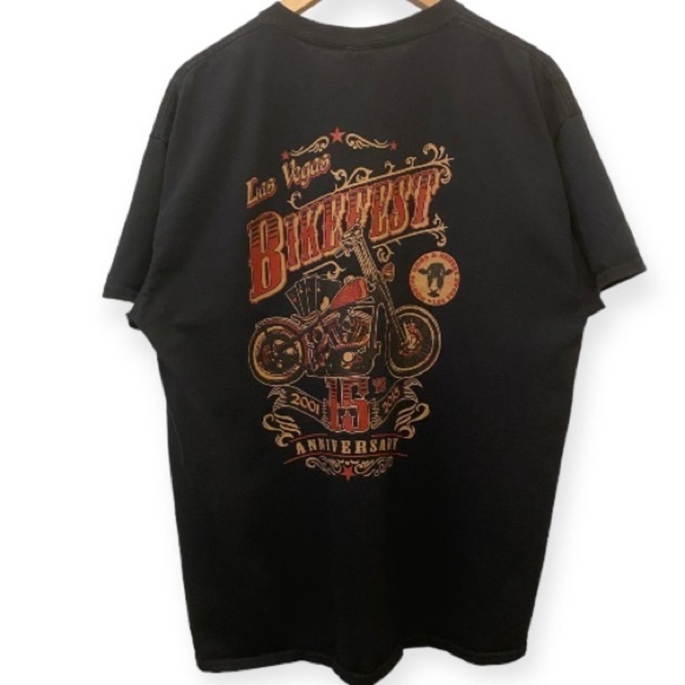 Las Vegas Bike Fest T Shirt 2015 15th Anniversary Black Graphic Tee Mens Sz XL